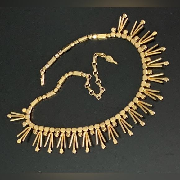 RARE- Vintage SARAH COVENTRY gold-tone choker necklace with faceted diamond crys - Picture 6 of 12